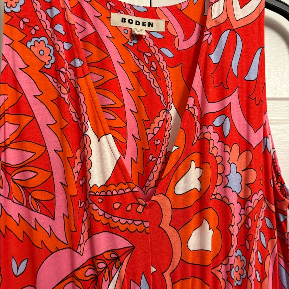 Boden Red and Pink Paisley Sleeveless Maxi Dress - Picture 5 of 6